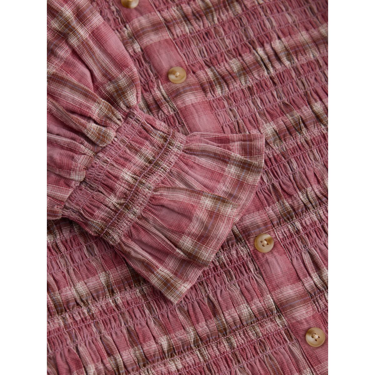 Haut smocké à encolure carrée rose à carreaux, NEXT