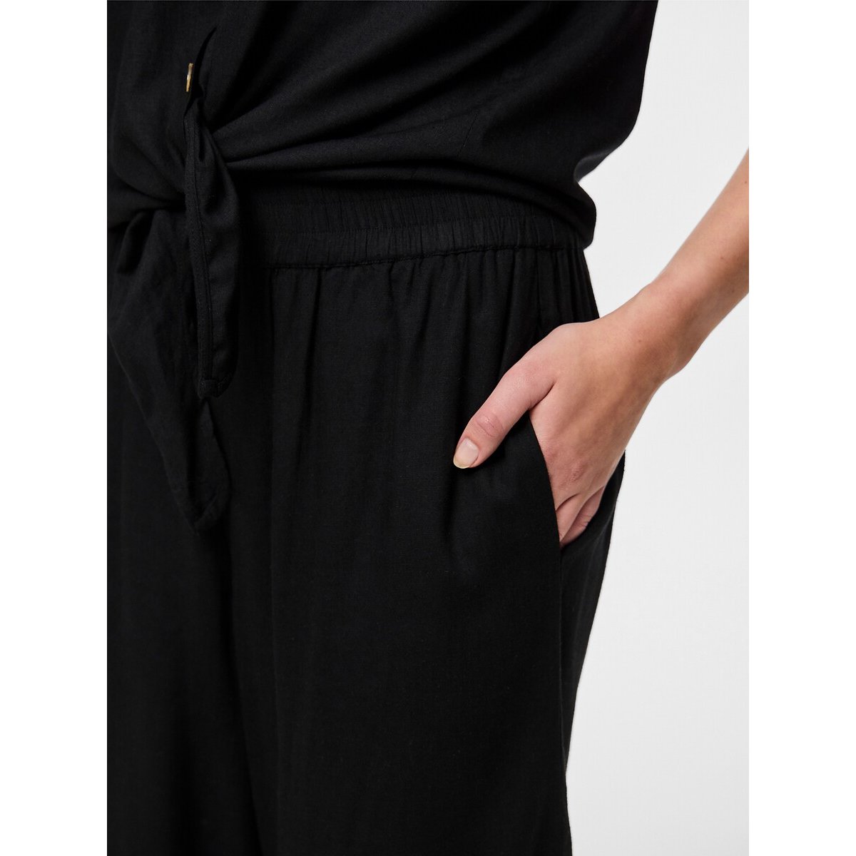 Pantalon fluide large noir, PIECES