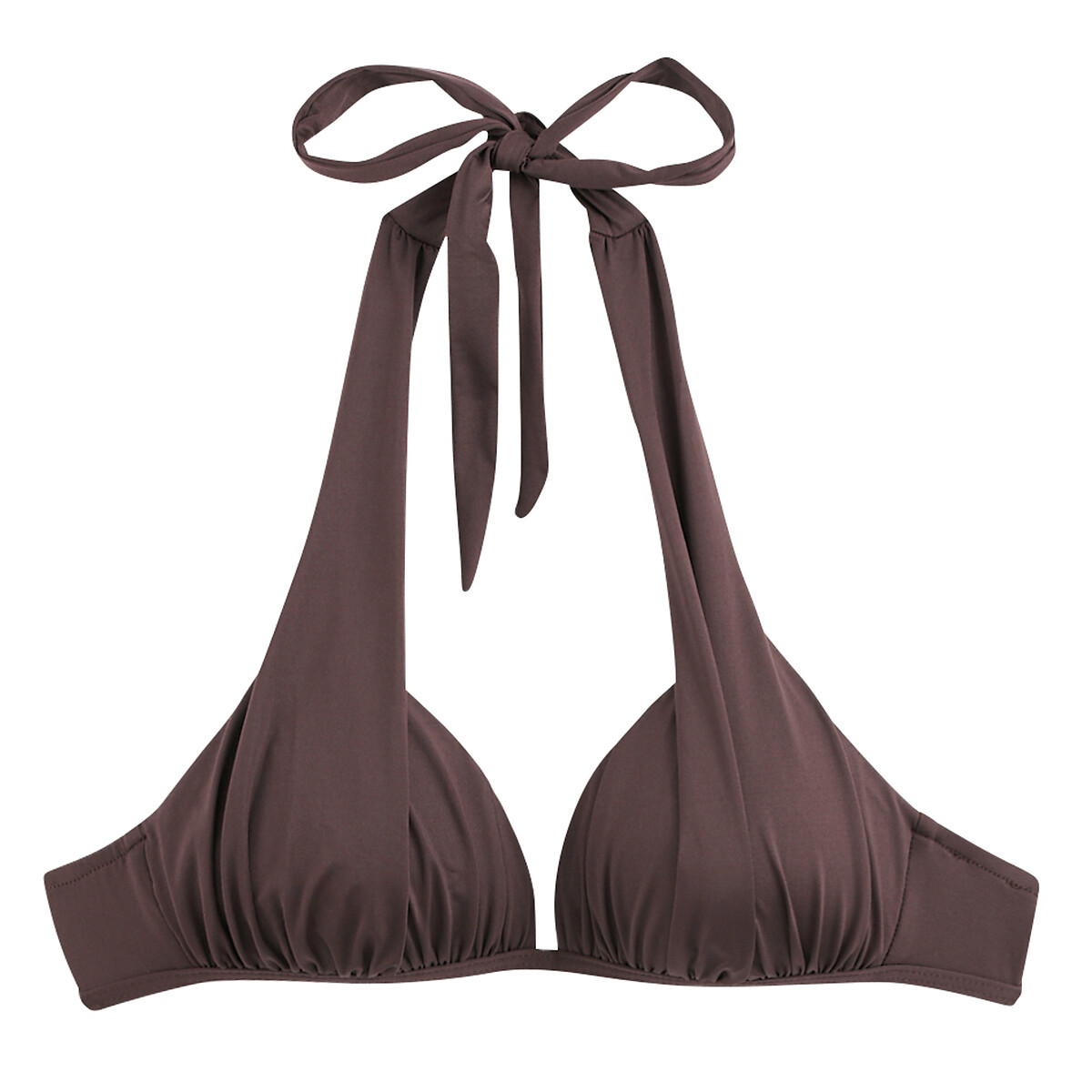 Draped Halterneck Bikini Top brown, LA REDOUTE COLLECTIONS