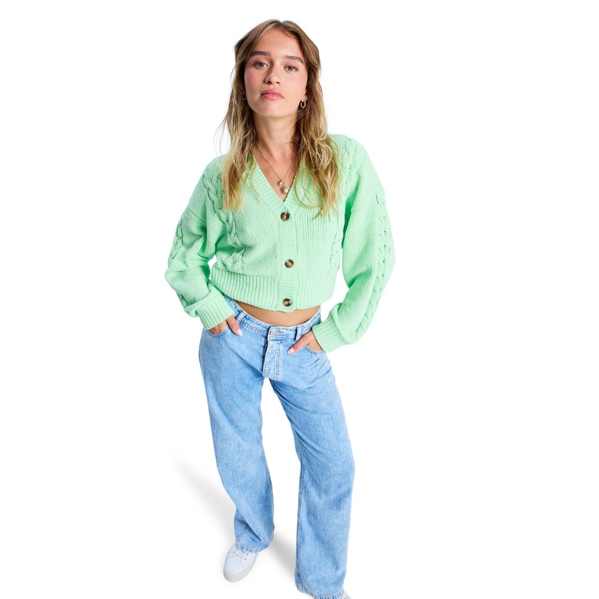 Cardigan douillet MISSING THE SUN. vert pistachio green, ROXY