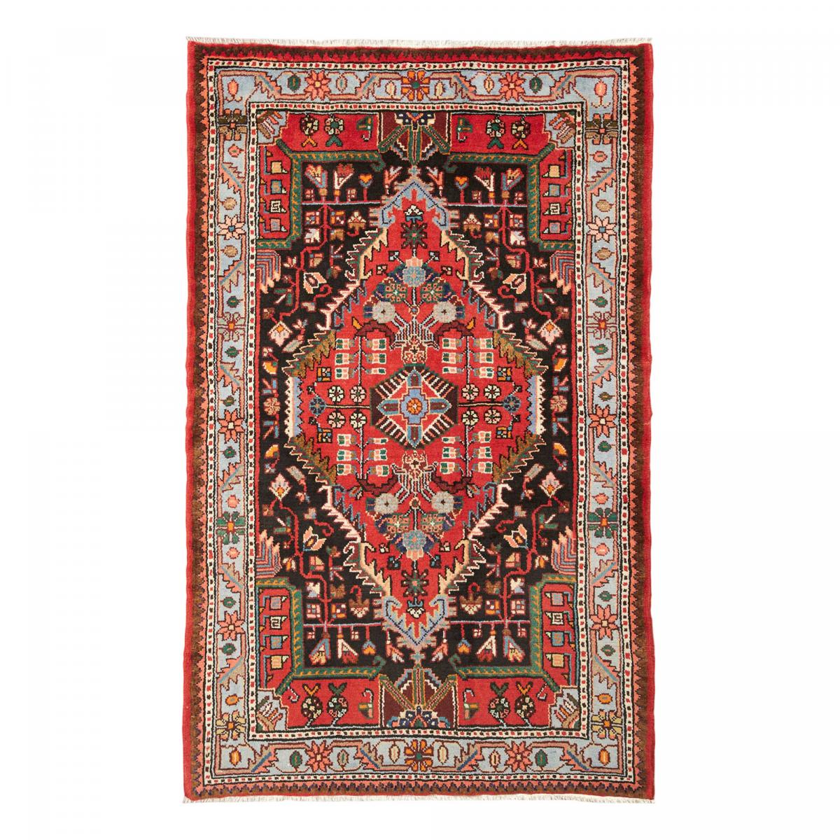 Tapis d'orient oriental, noué main en laine, HAMADAN 20 rouge, bleu, noir, UN AMOUR DE TAPIS