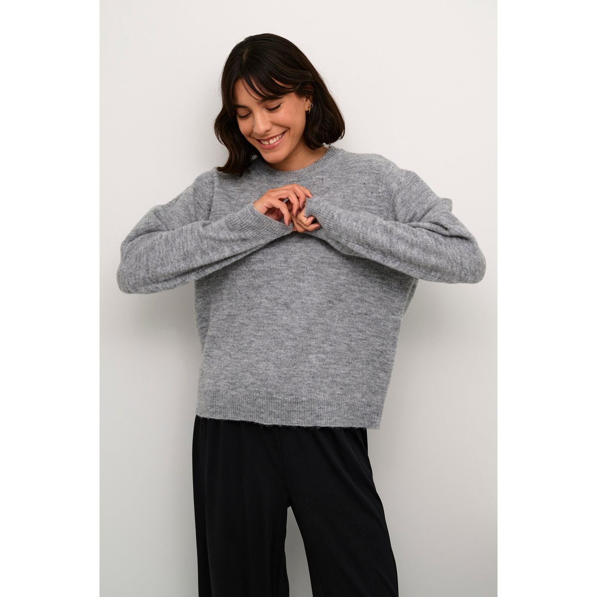 Knitted pullover gris grey melange, KAFFE