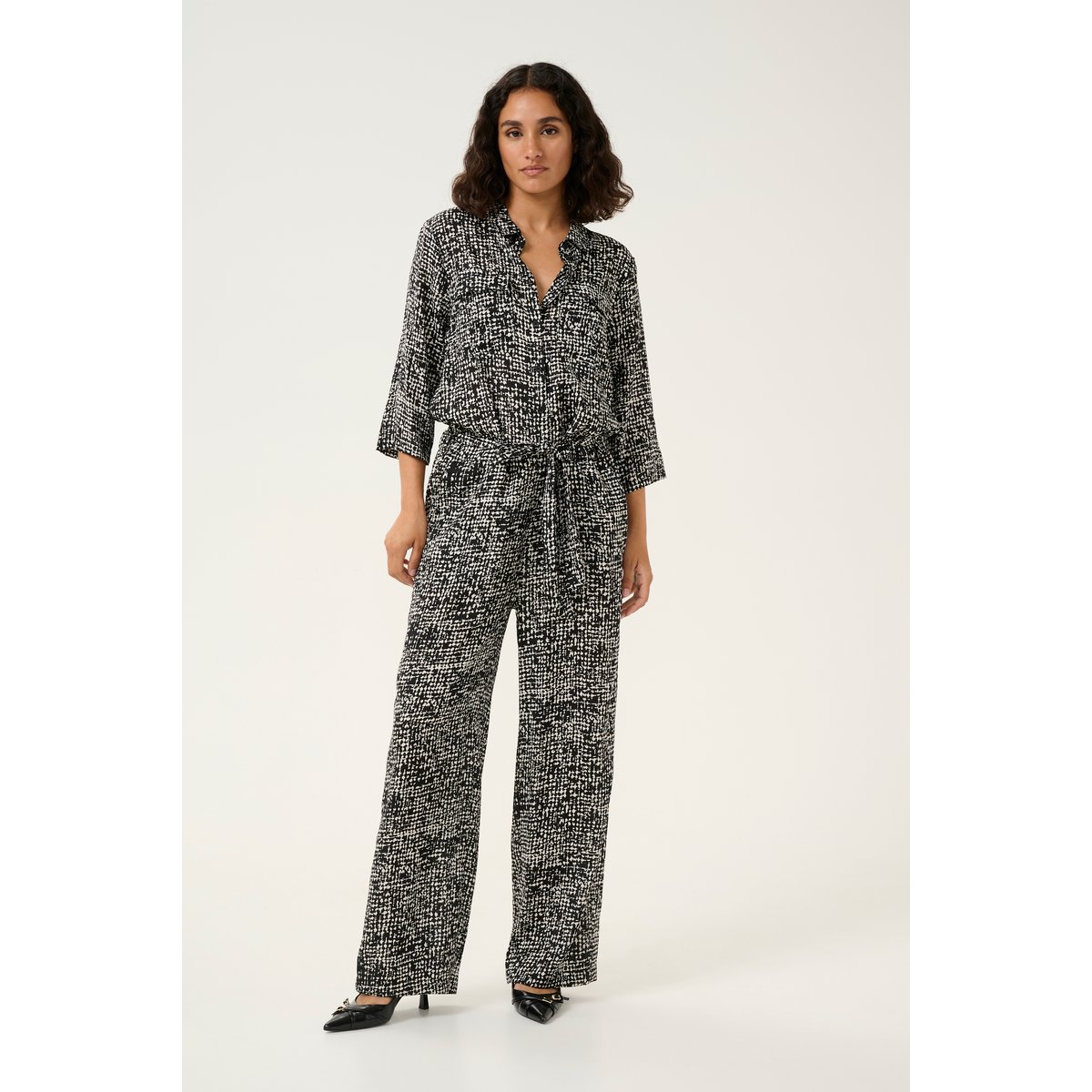 Jumpsuit noir/blanc turtledove graphic dot, KAFFE