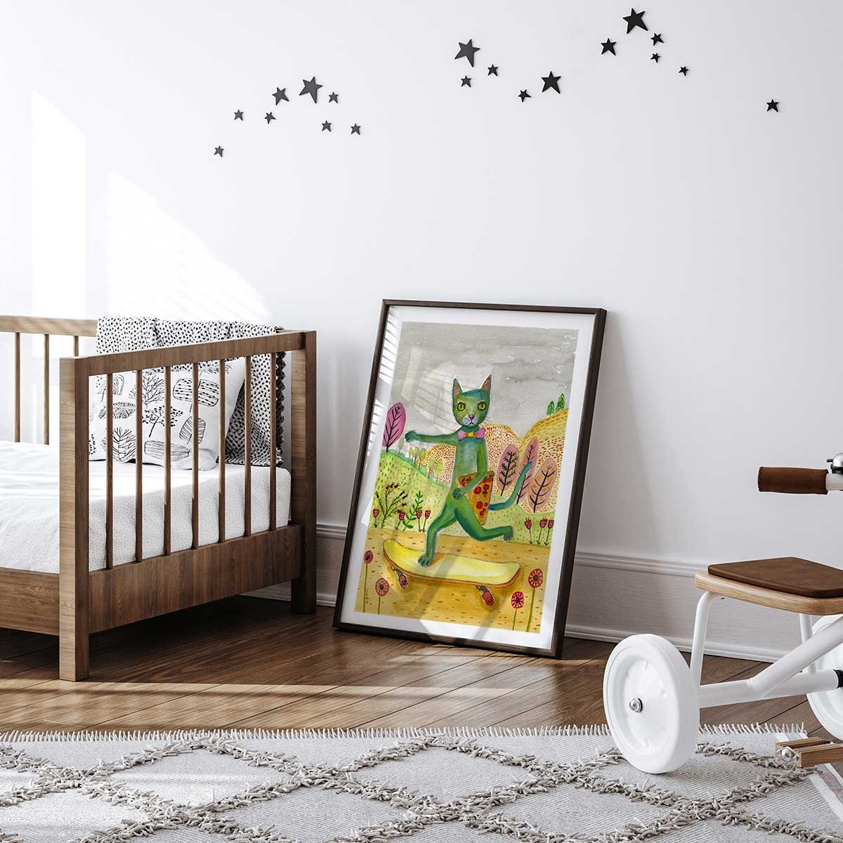 Affiche enfant pizza cat affiche seule, HEXOA