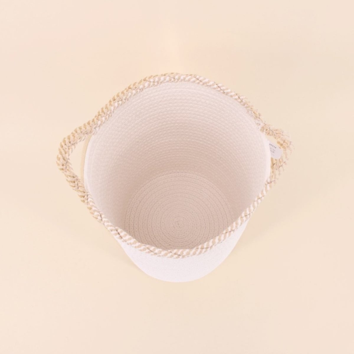 Set de 2 paniers ronds en corde de coton finition vague beige, ORNAMI