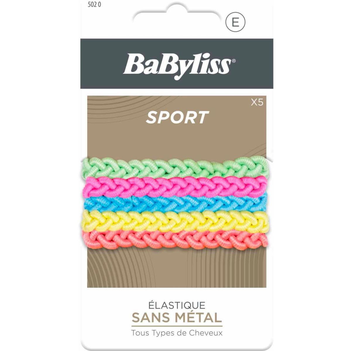 Elastique cheveux sans métal X5 couleur unique, BABYLISS