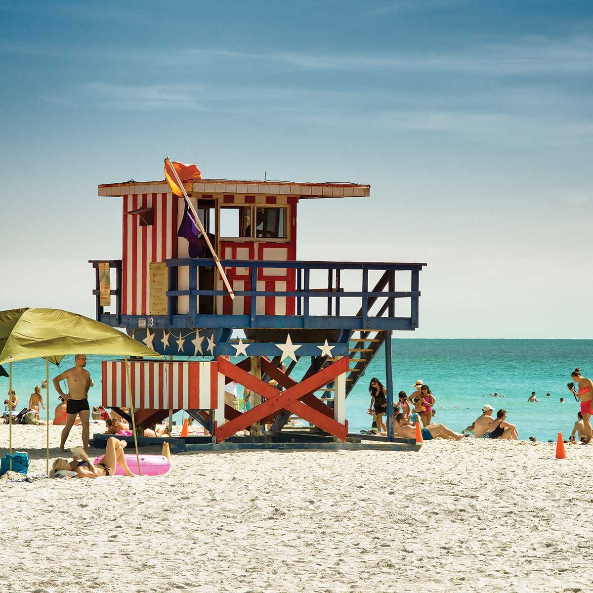 Affiche america south beach affiche + cadre en bois - noir, HEXOA