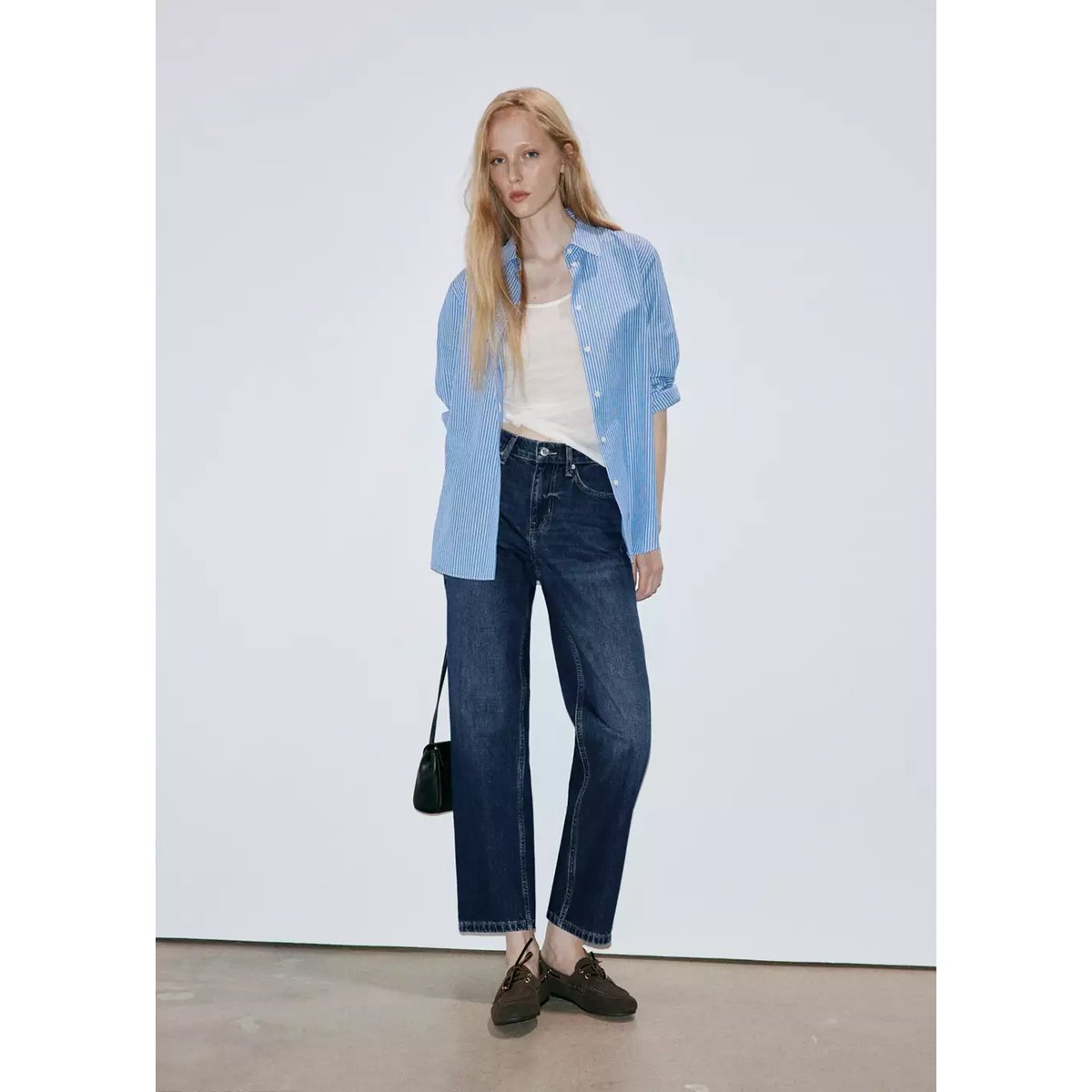 Jean droit taille normale bleu foncé, MANGO