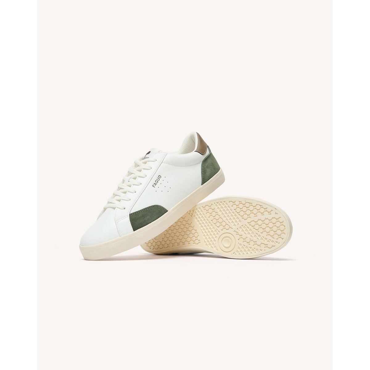 Tennis basses blanc et kaki, FAGUO