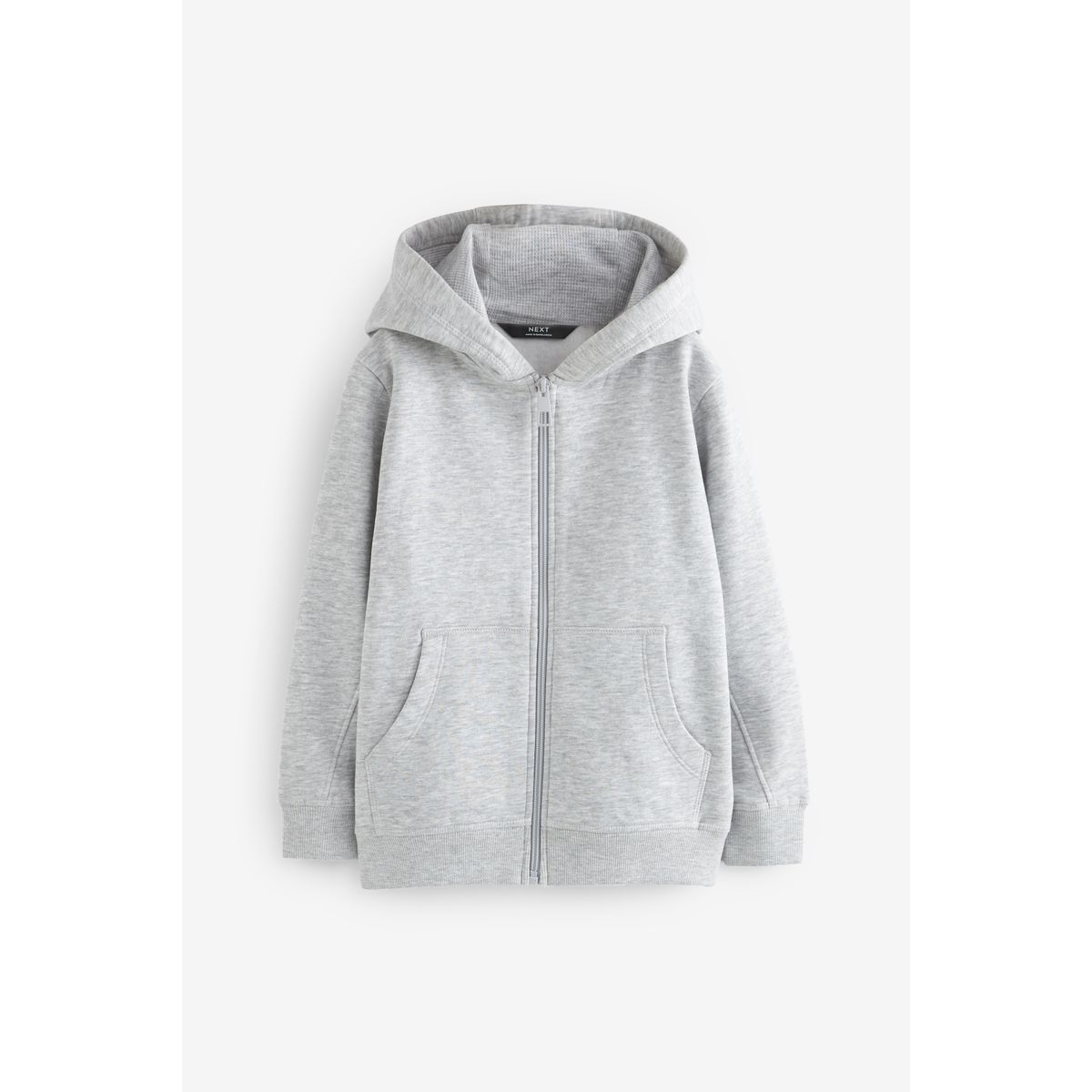 Sweat à capuche basique zippé manches longues gris, NEXT