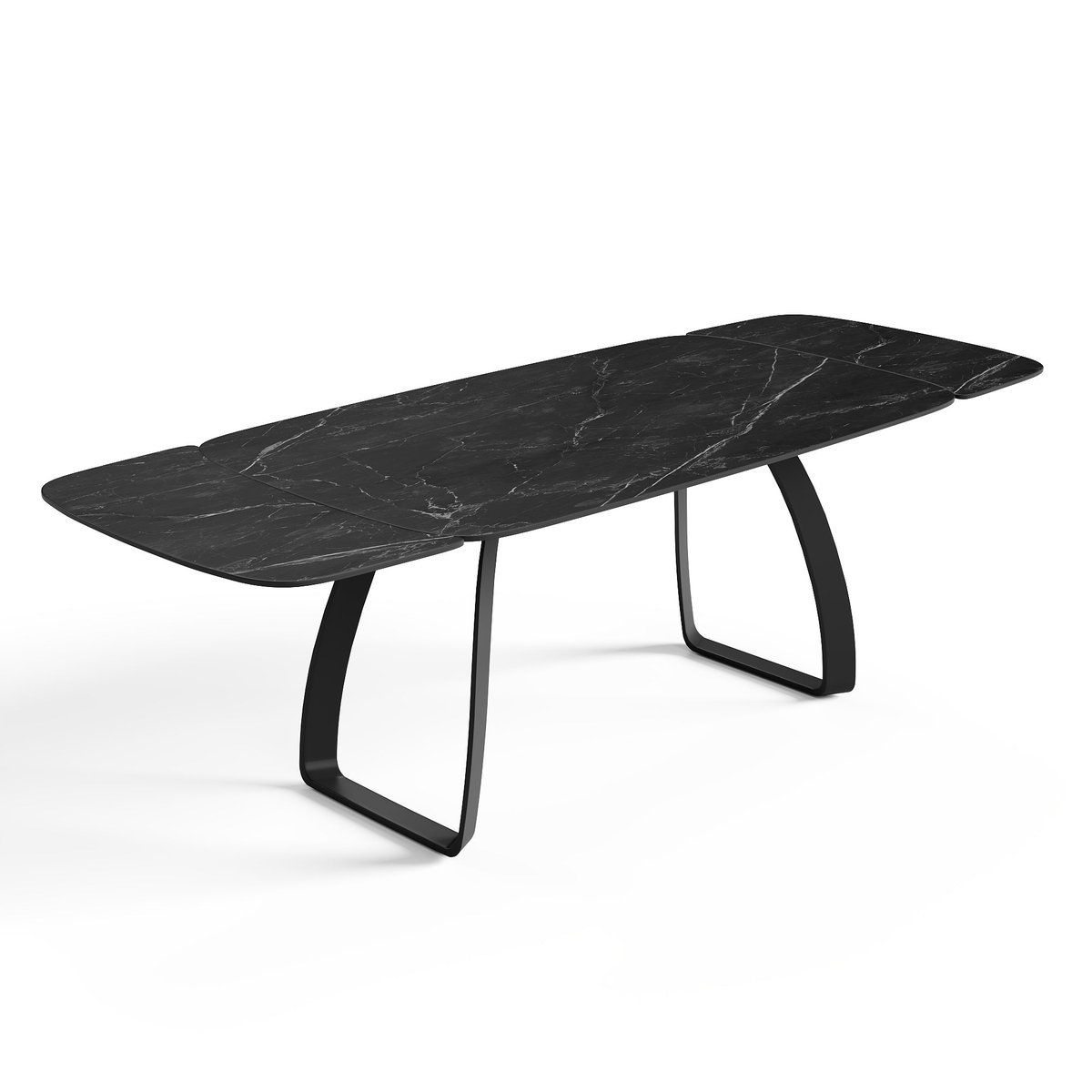 Table à manger extensible en céramique DAHLIA carrara noir et noir, SIA HOME
