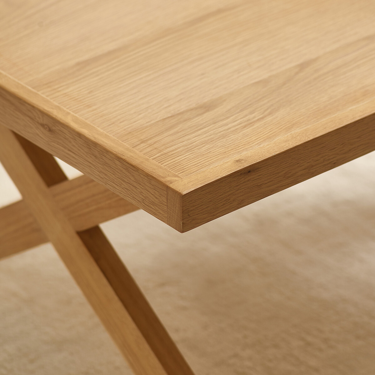 Henlow Rectangular Wood Coffee Table with Cross-shaped base natural oak, SO'HOME