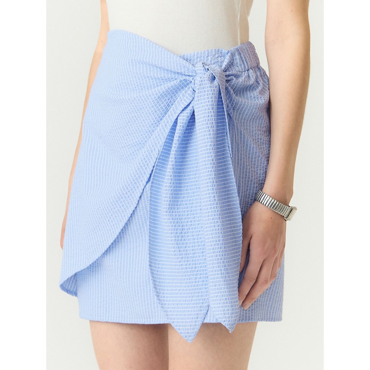 Mini-Jupe chambray blue, YAS