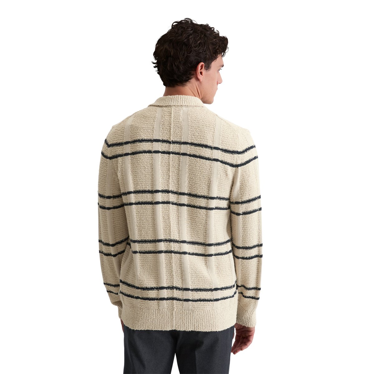 Veste en tricot avec col regular avec un mélange de structures captivant beige, MARC O'POLO