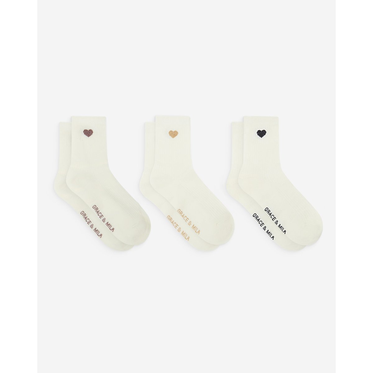 Chaussettes cœurs en fil textile multico Asteria multico, GRACE & MILA