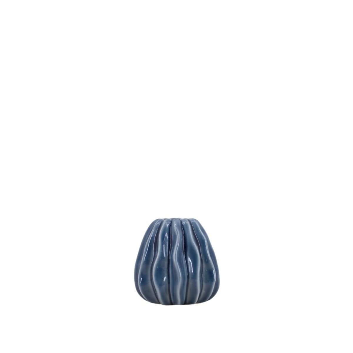 Vase en céramique structuré, H9cm bleu, ORNAMI