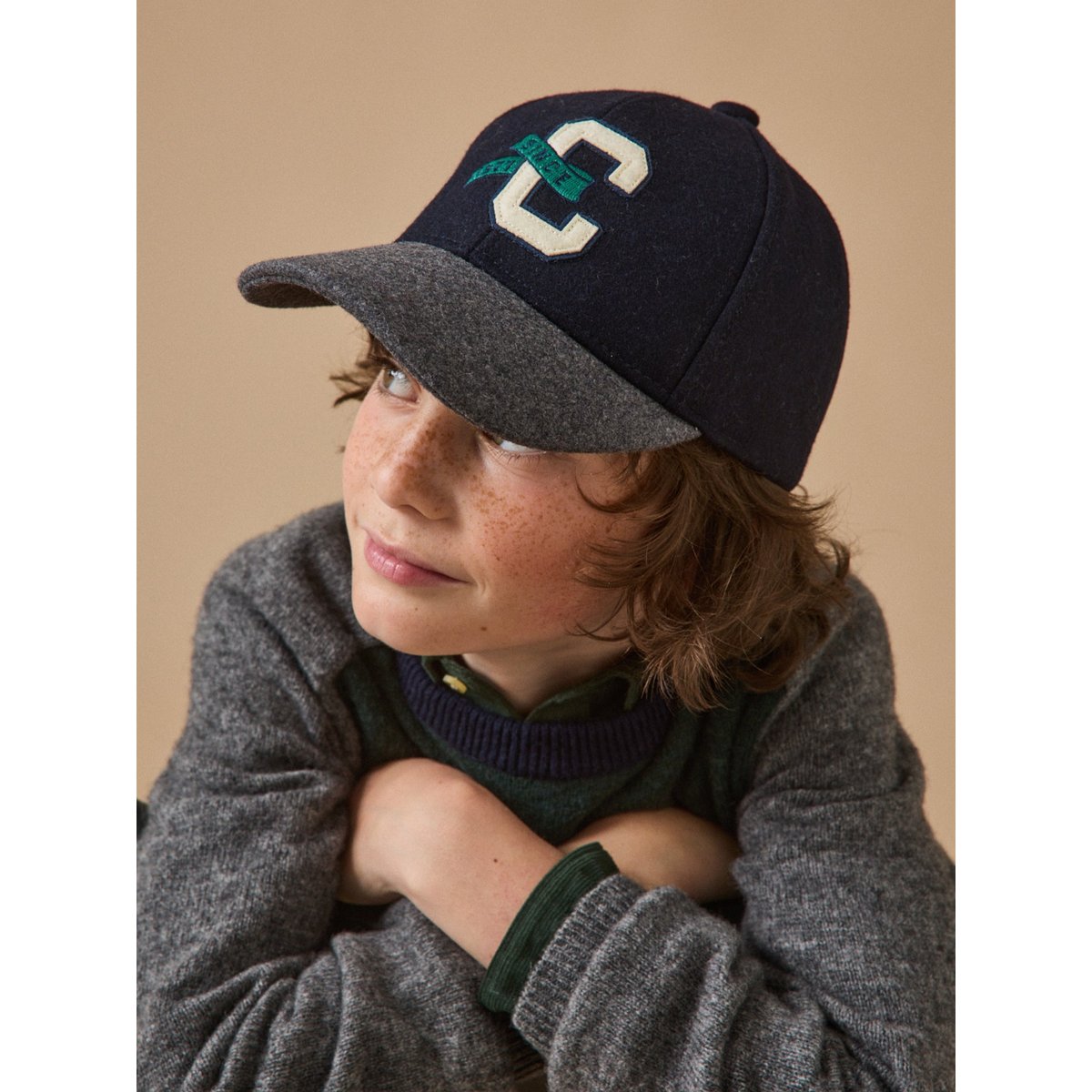 Casquette en lainage et enfant marine, CYRILLUS