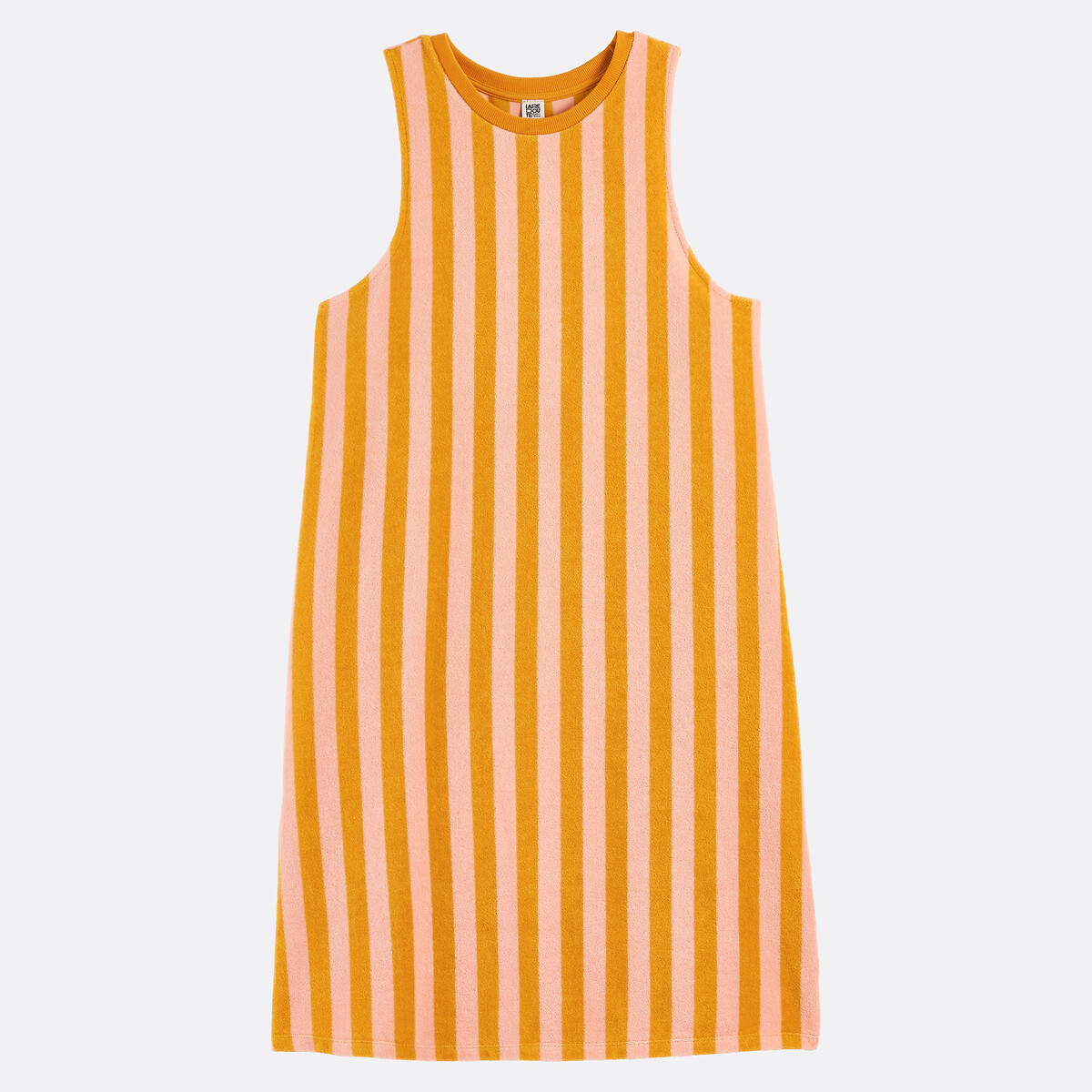 Chemise de nuit rayée, en maille éponge rayé rose/camel, LA REDOUTE COLLECTIONS
