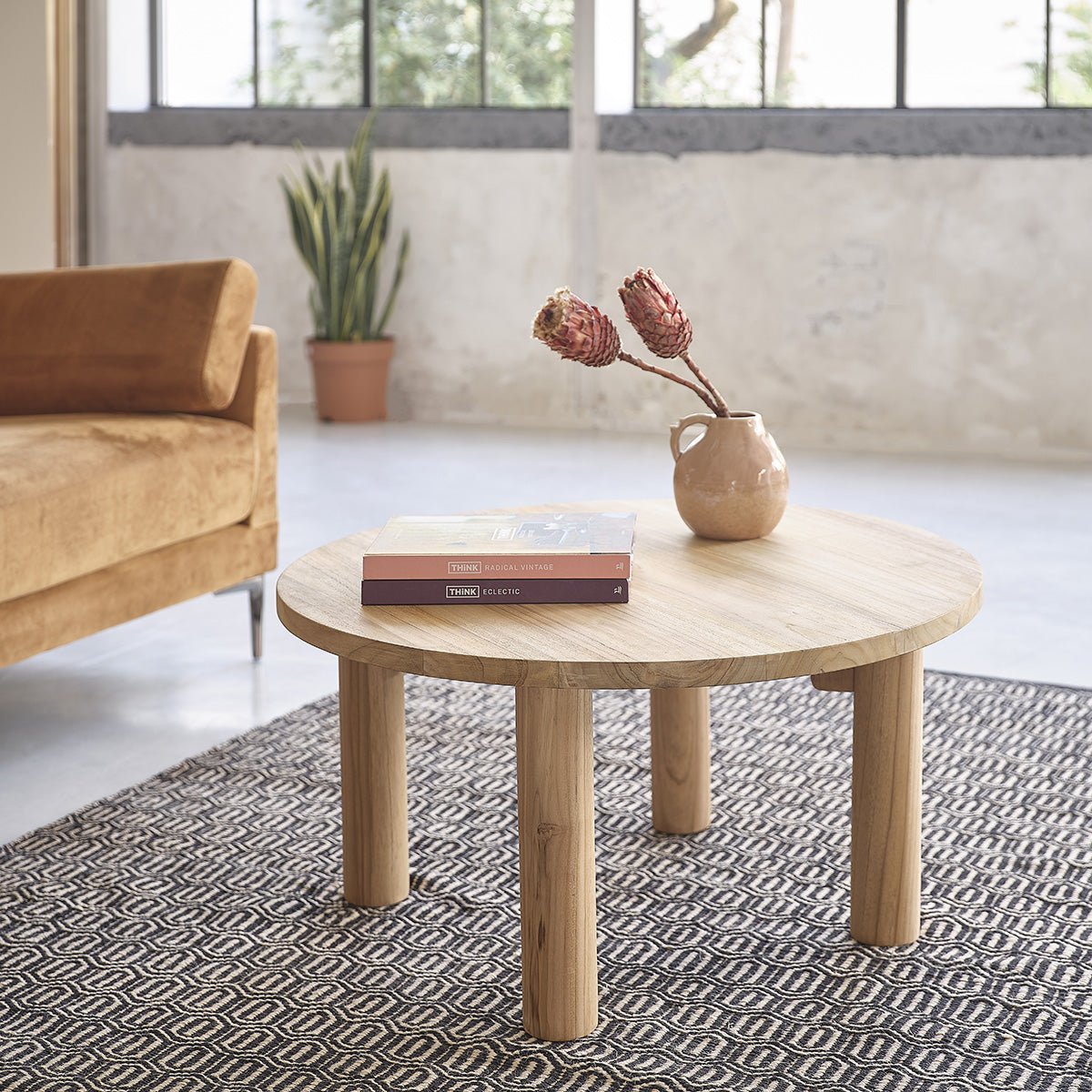 Table basse en teck massif 80 cm ALDO naturel, BERAH GETAH