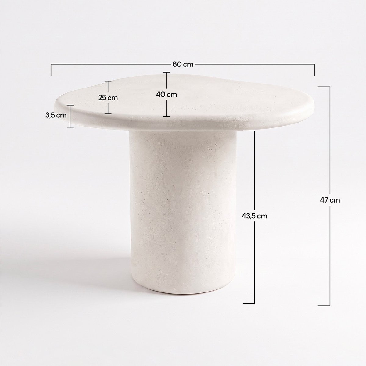Table basse organique en fibre d'argile effet béton 60 cm - SYMI ecru, MAISON PAVANE