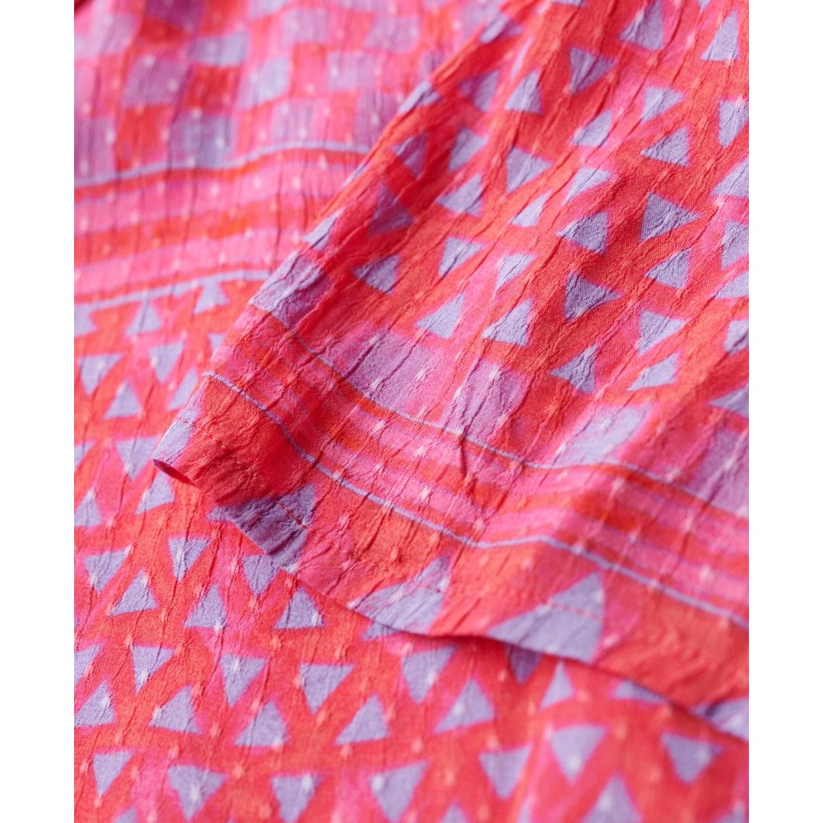 Robe mi-longue imprimée ajourée couche rose shibori, SUPERDRY