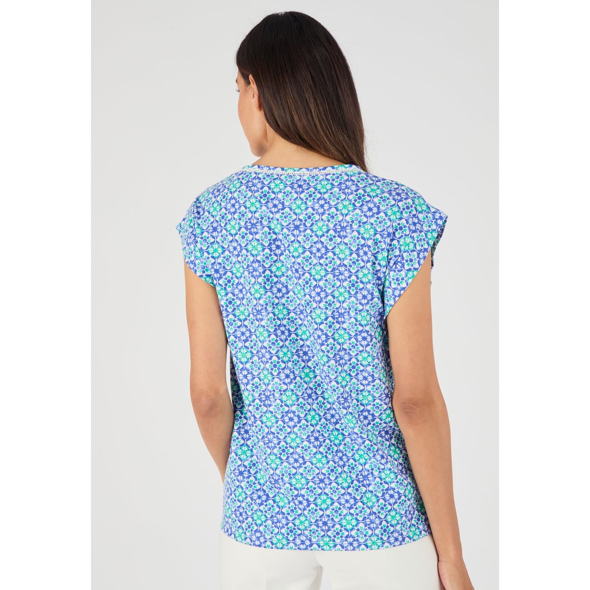 Top Climatyl sans manches bleu graphique, DAMART