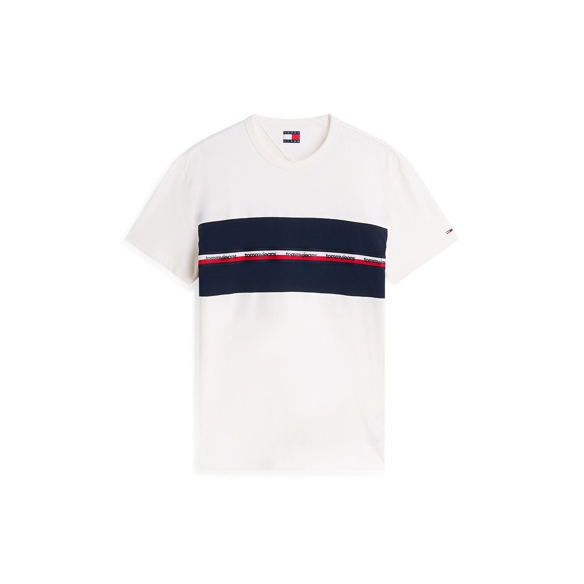 Camiseta de manga corta slim blanco roto, TOMMY JEANS