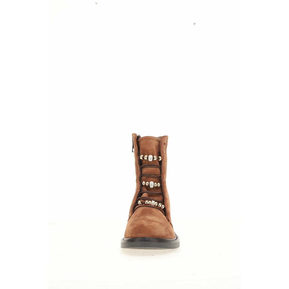 Suede Ankle Boots with Jewelled Front cognac, MJUS