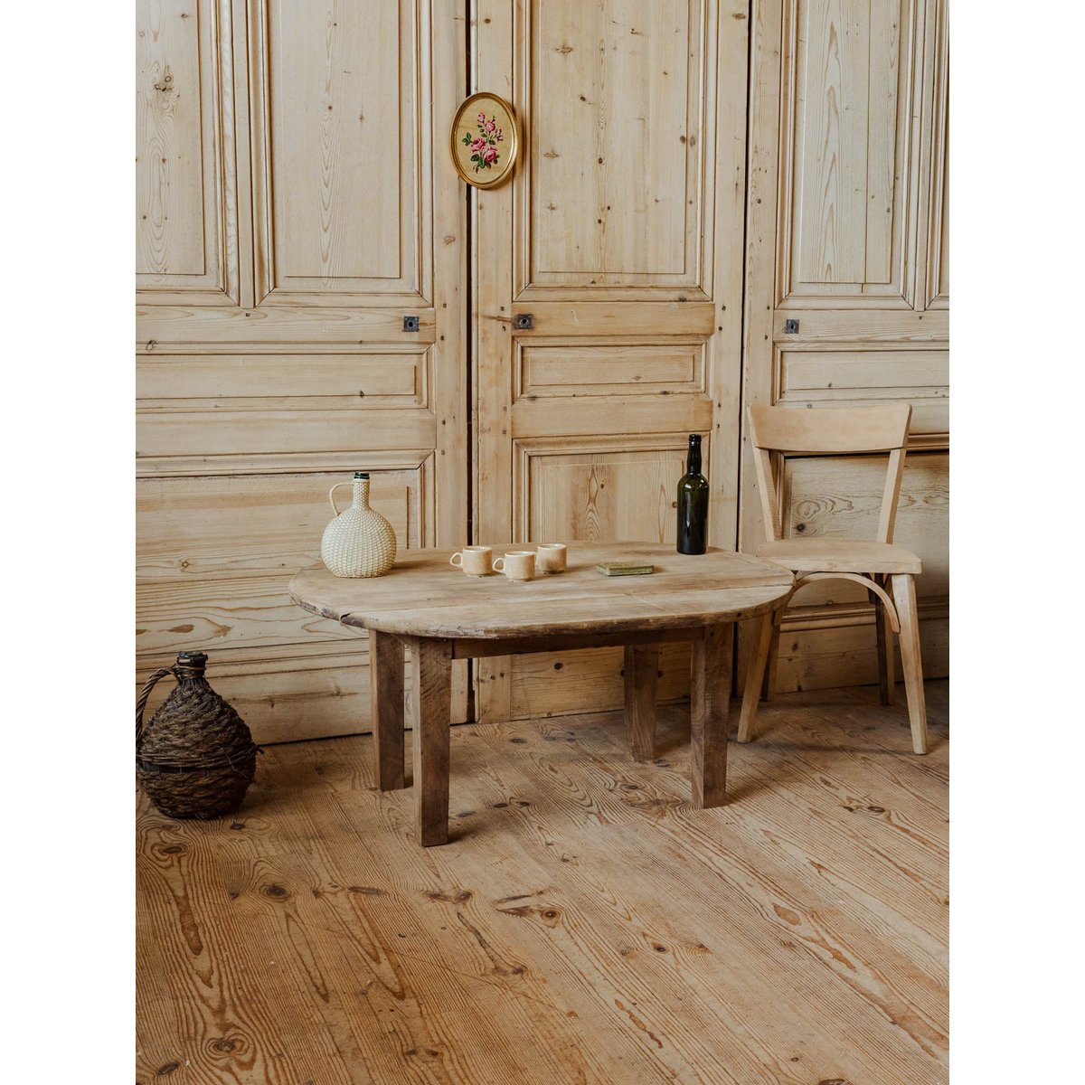 Table basse rustique en bois Léonie N°961 - Bon état bois clair, DEBONGOUT