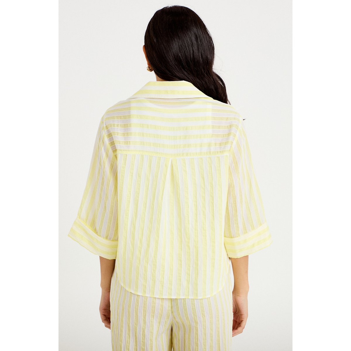 Blouse ample col tunisien manches 3/4 jaune, CACHE CACHE