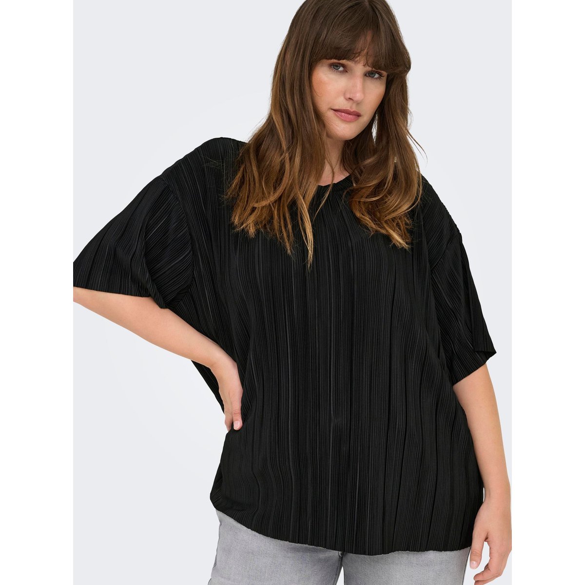 Top Plissé black 1, ONLY CARMAKOMA
