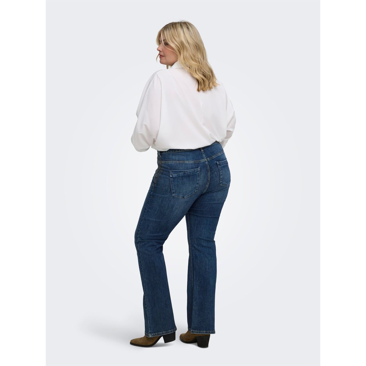 Jean Flared dark blue denim, ONLY CARMAKOMA