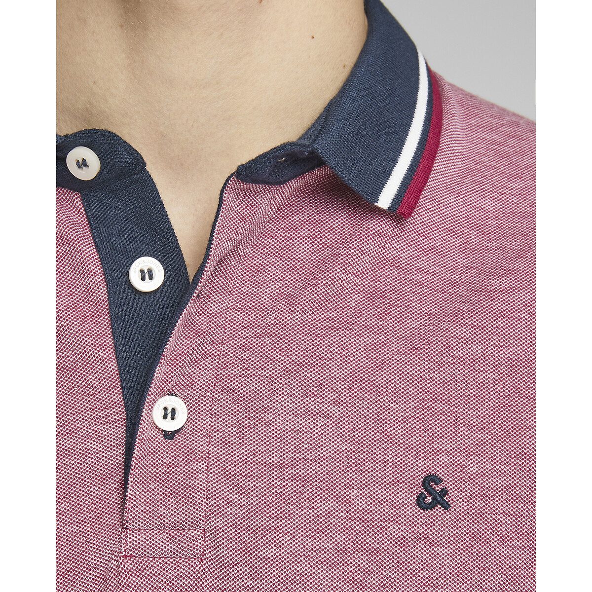 Polo manches courtes en maille piquée rouge, JACK & JONES