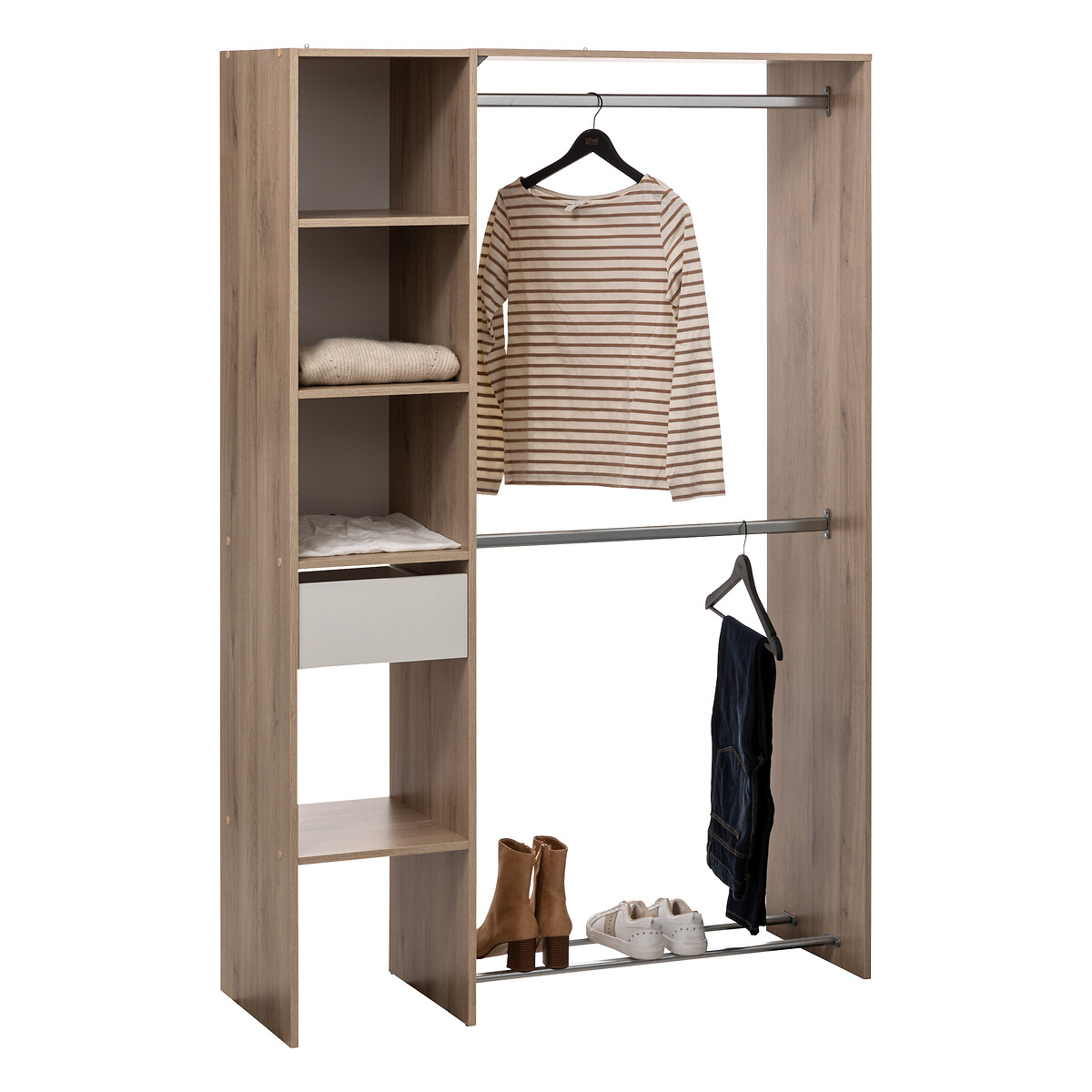 Dressing 2 penderies effet chêne naturel DOLO beige, 5FIVE SIMPLY SMART