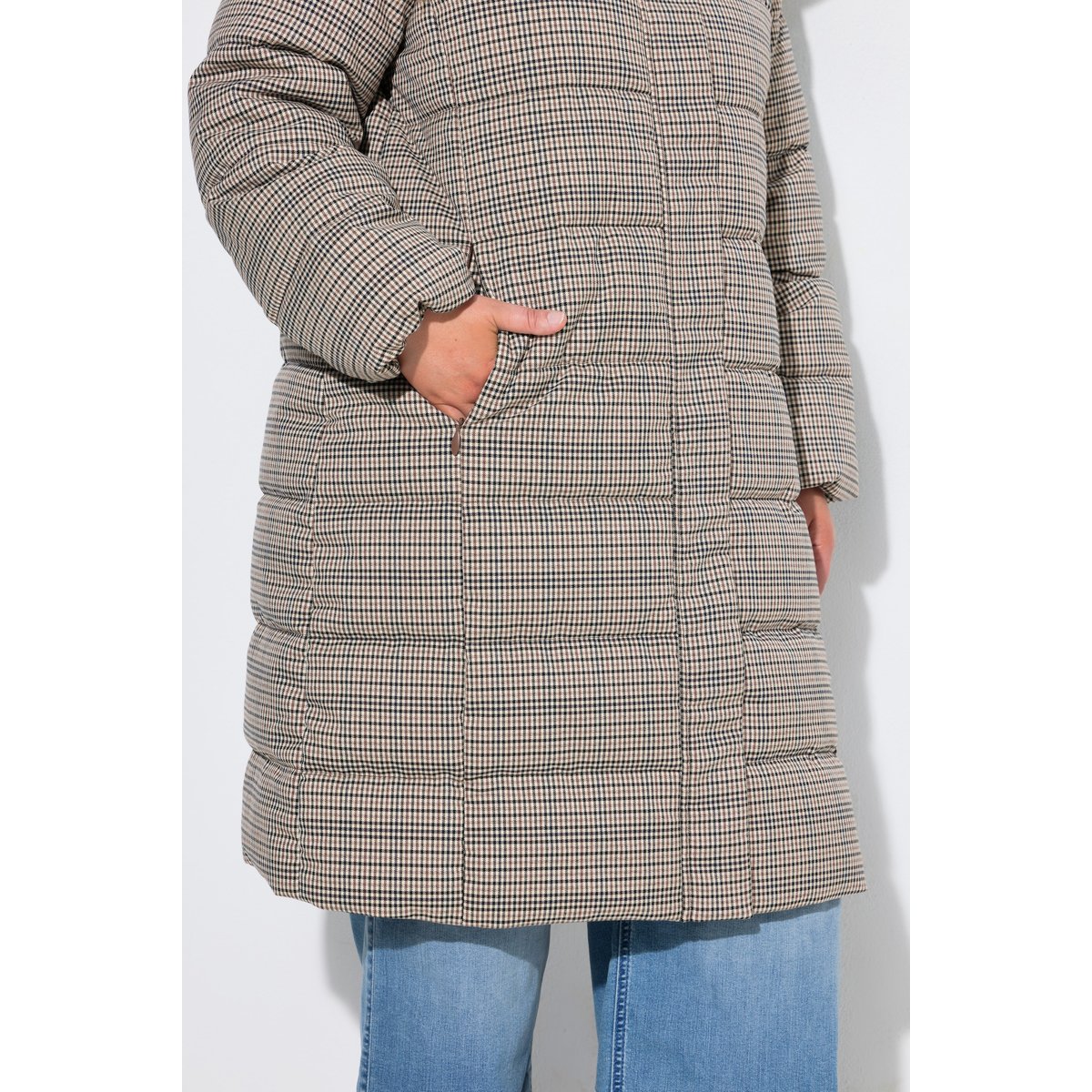 Manteau matelassé, motif pied-de-poule blanc cassé, ULLA POPKEN