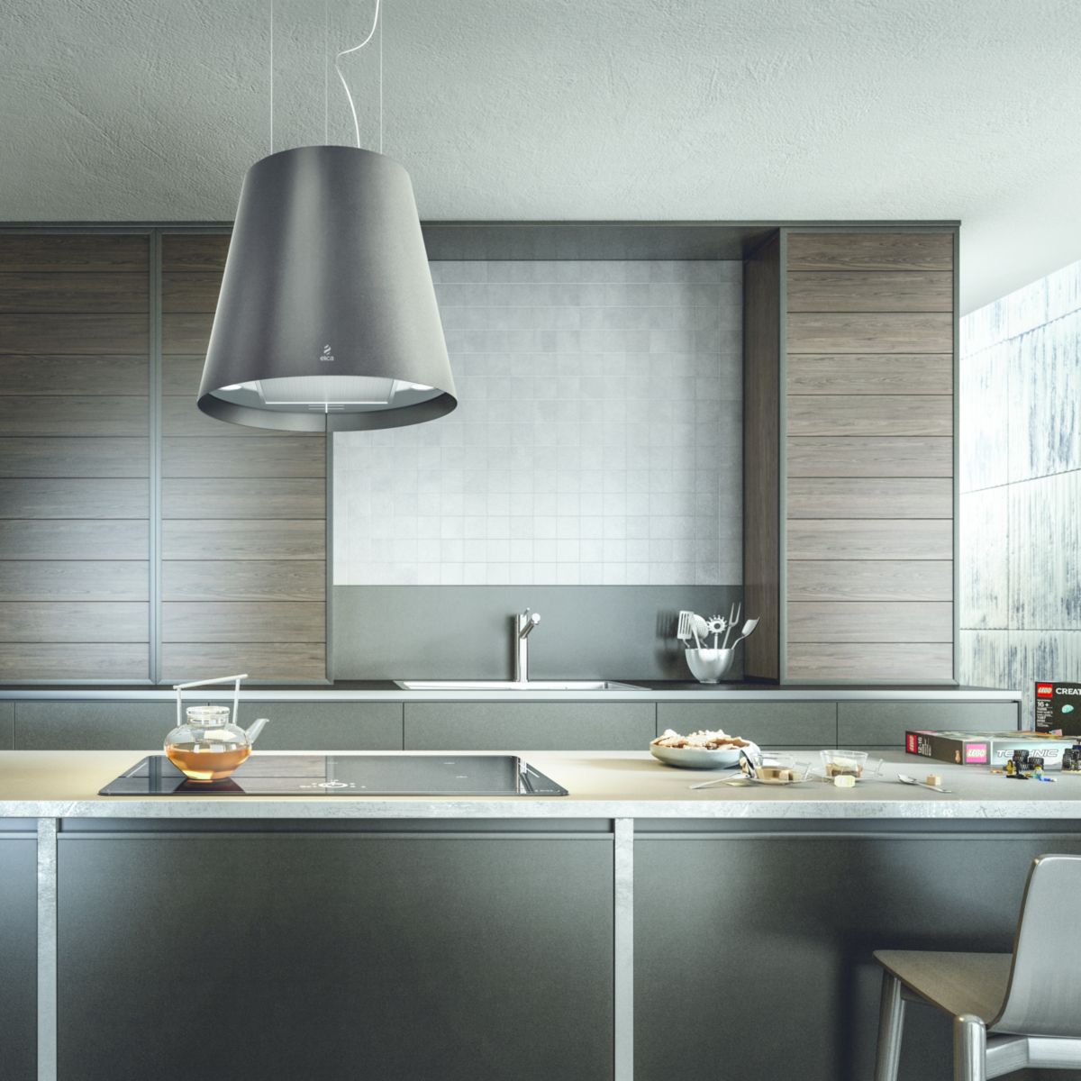 Hotte décorative îlot JUNO BL/F/50 noir, ELICA