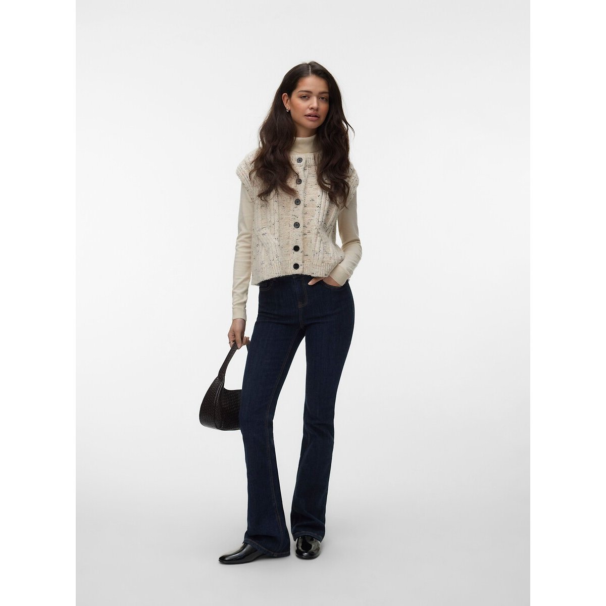 Gilet sans manches boutonné ecru, VERO MODA