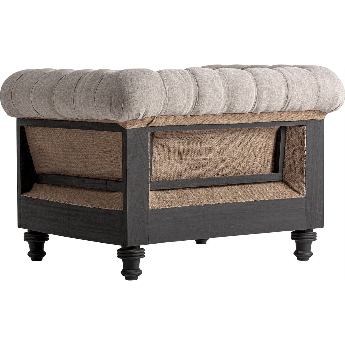 Fauteuil capitonné collection S.GORE beige et noir, RECOLLECTION