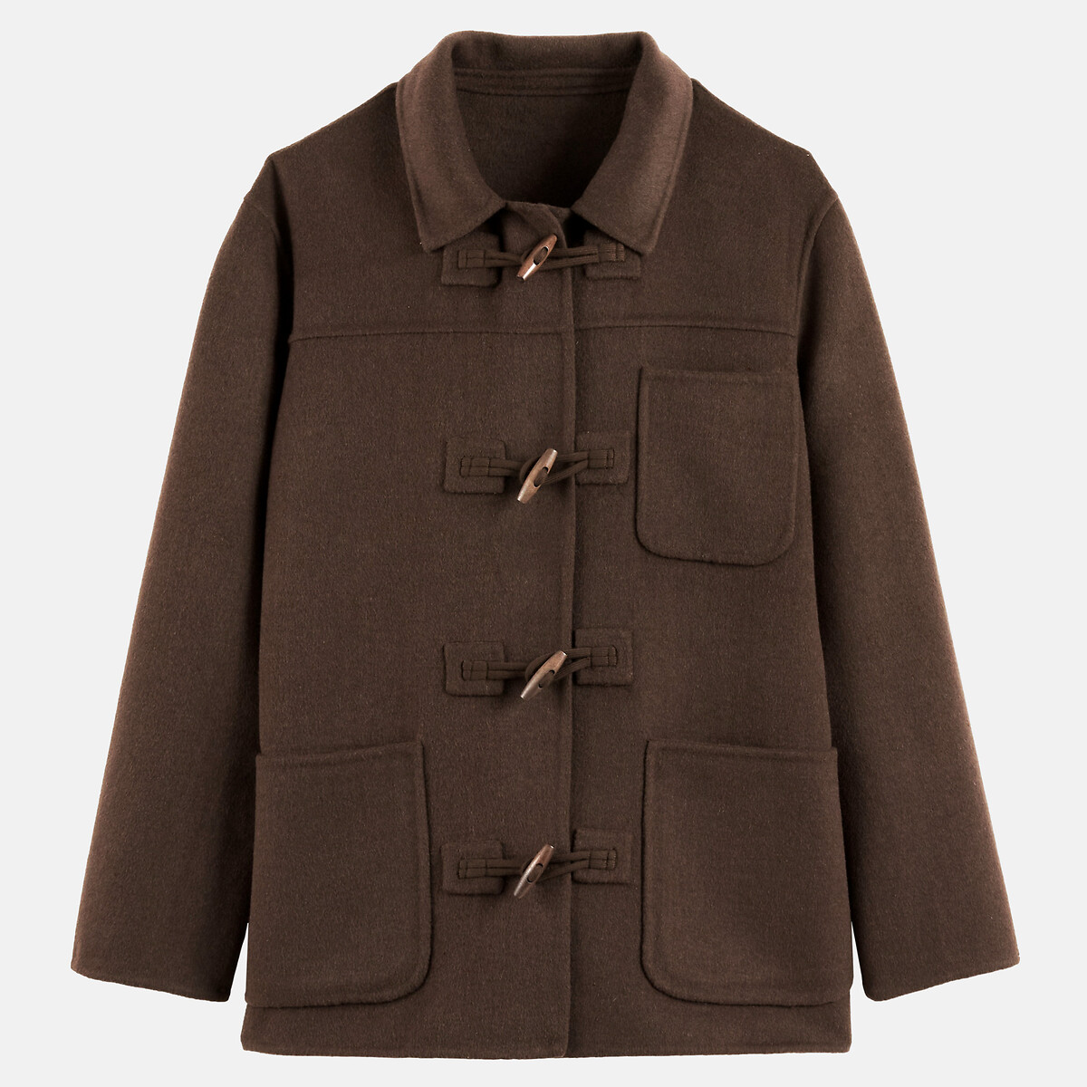 Manteau style duffle coat en laine majoritaire marron, LA REDOUTE COLLECTIONS