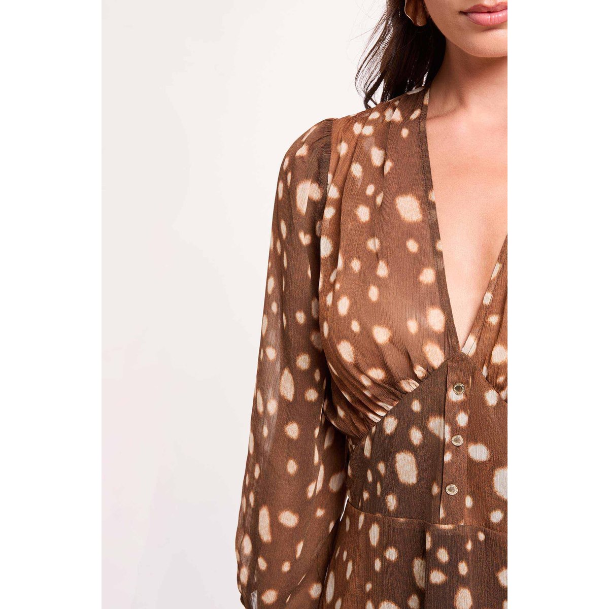 Robe courte col v multicolore, MORGAN