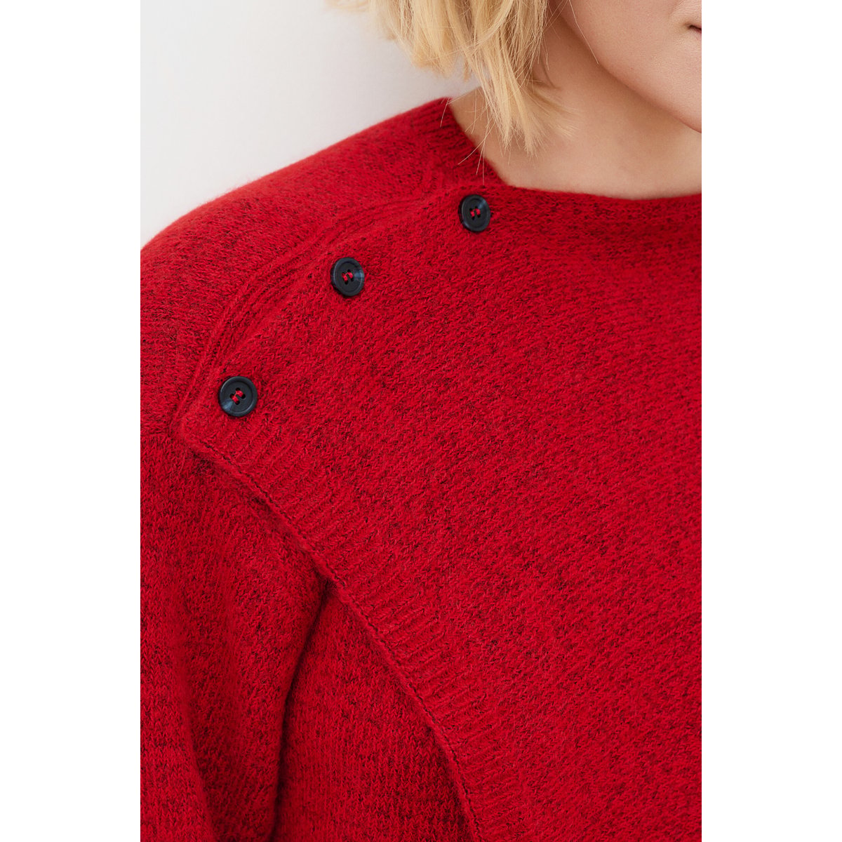 Pull ample col drapé MDAPHNE rouge, CAROLL