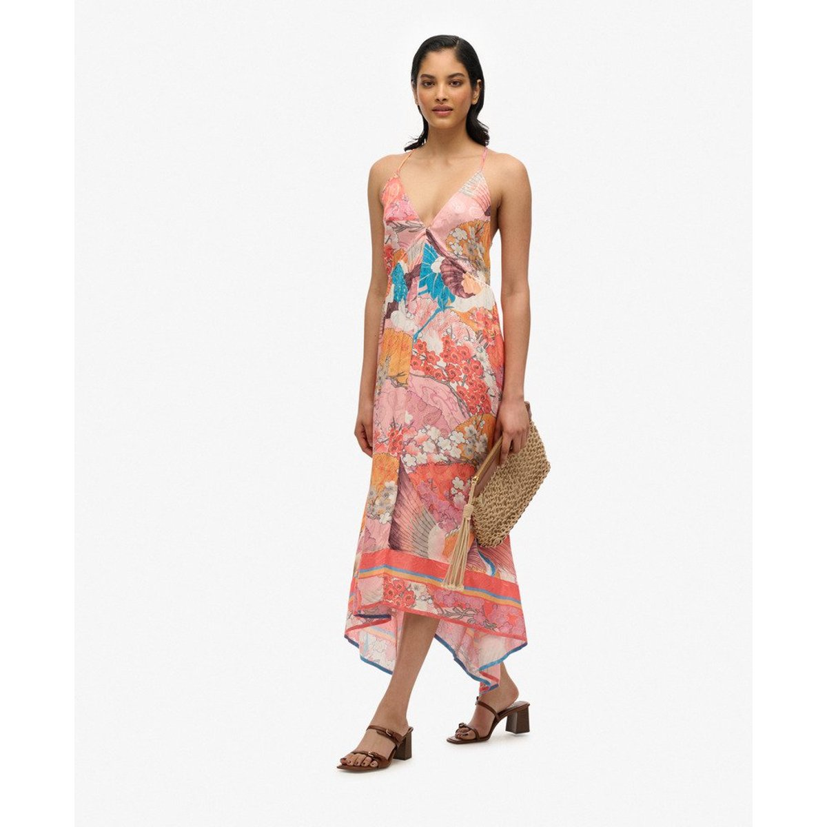 Robe imprimée en jacquard à ourlet en pointes corail kam, SUPERDRY