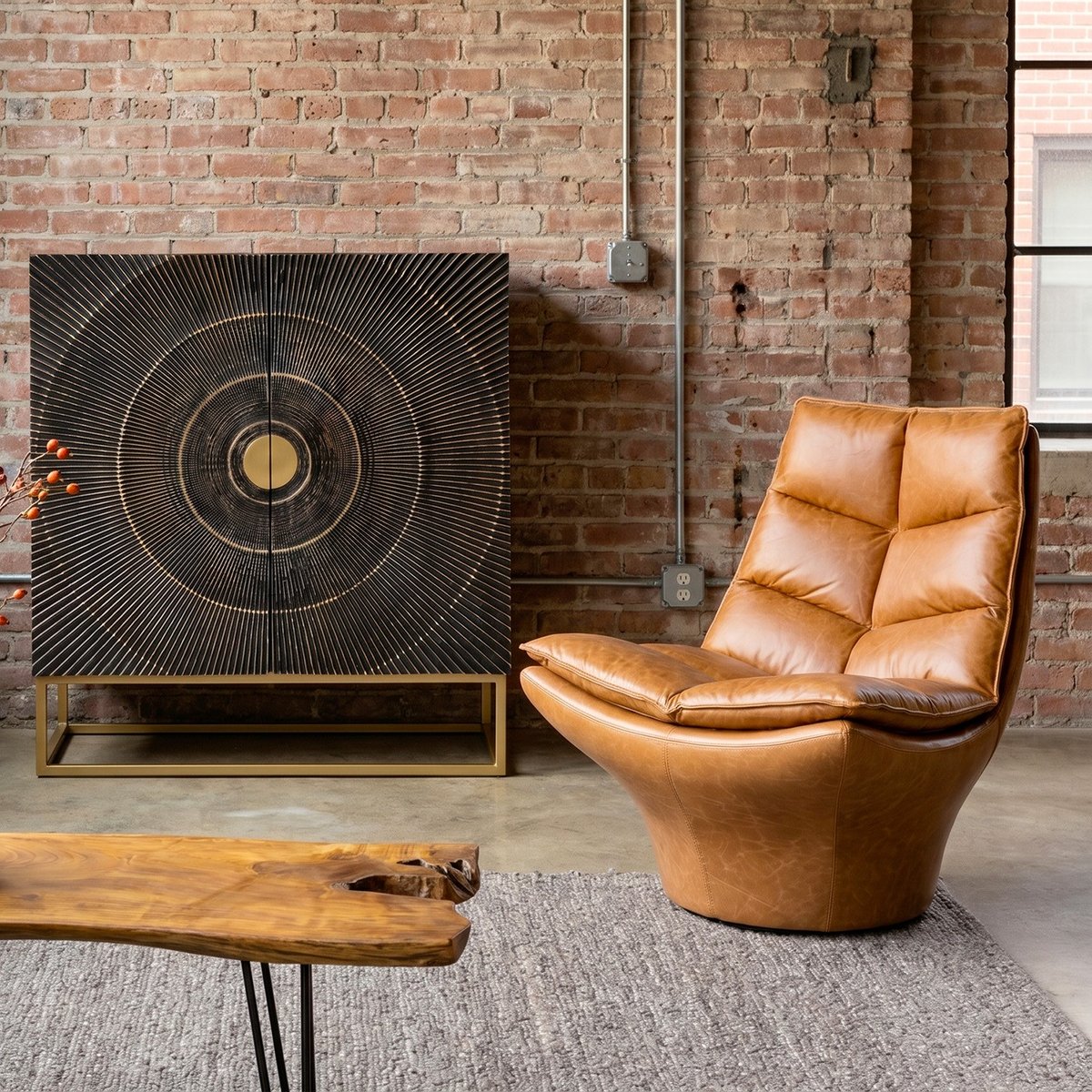 Fauteuil en cuir, BRIDGE marron, KARE DESIGN