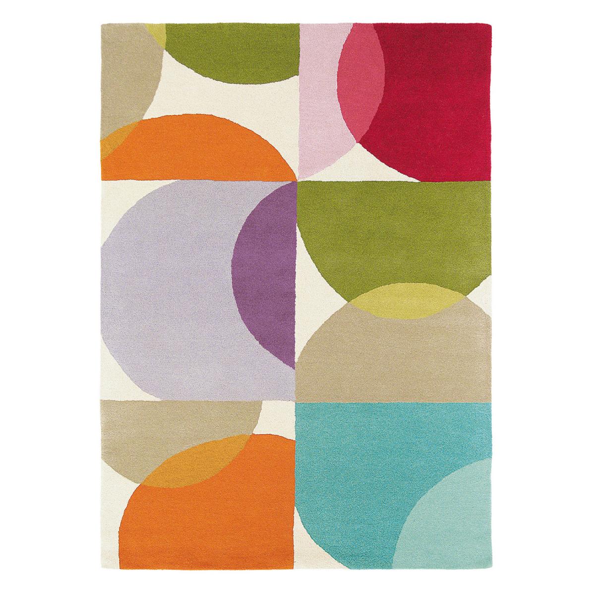 Tapis salon KALEIDO en laine Fait main beige, orange, multicolore, UN AMOUR DE TAPIS