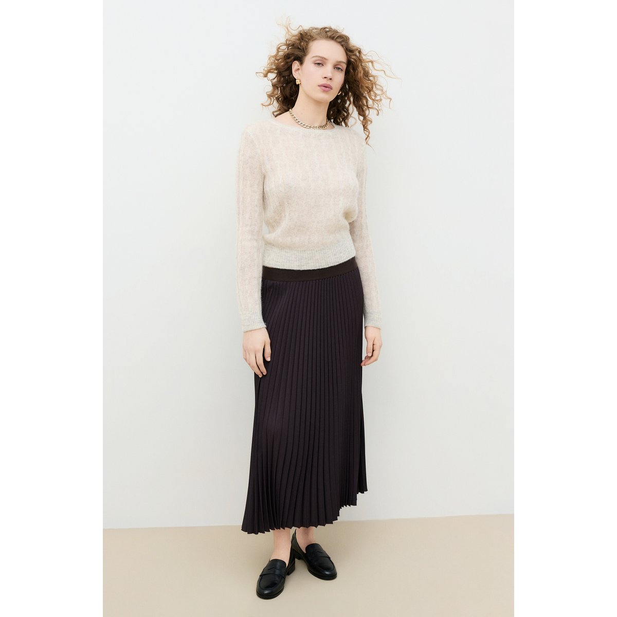 Jupe longue fluide JOELLA marron foncé, CAROLL