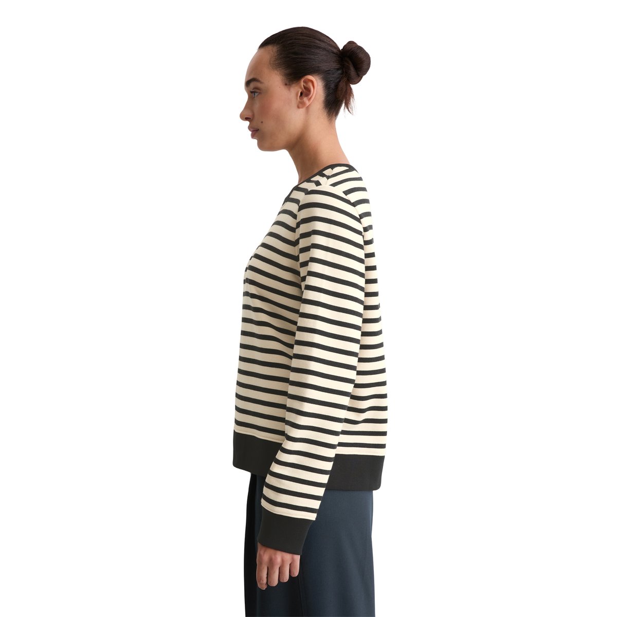 Sweat-shirt rayé régulier en coton organique bleu foncé, MARC O'POLO