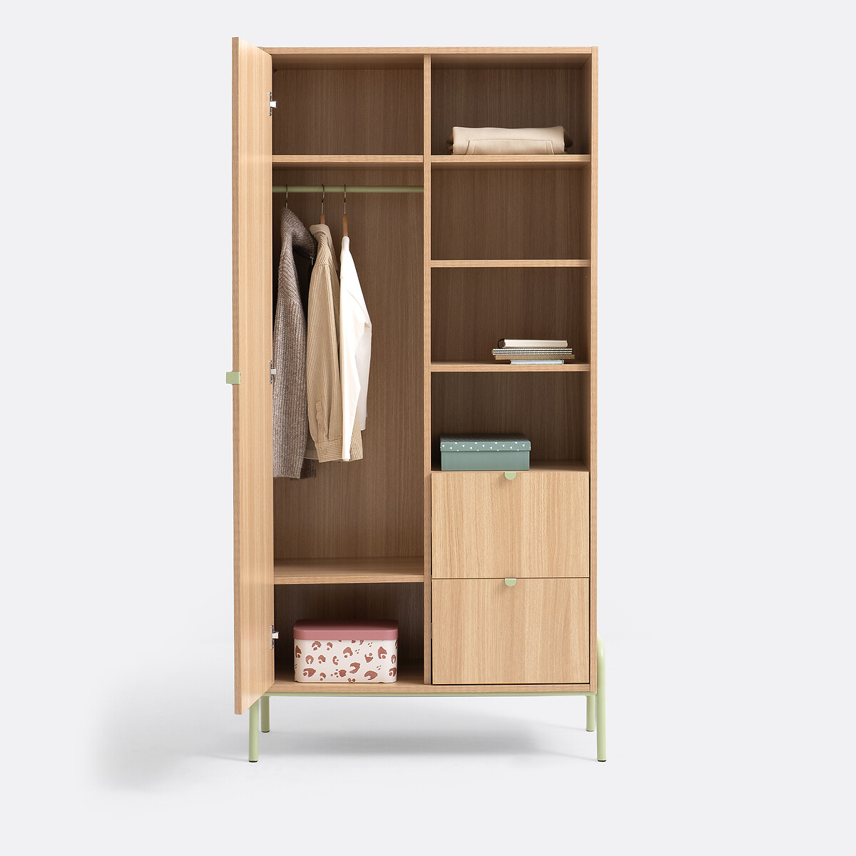Armário roupeiro, MERLIN natural/verde, LA REDOUTE INTERIEURS