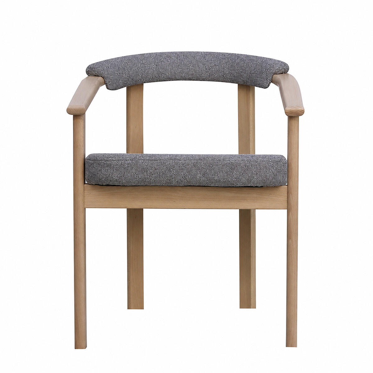 Chaise design en bois massif avec accoudoirs – Assise et dossier rembourrés gris, EUROPE & NATURE