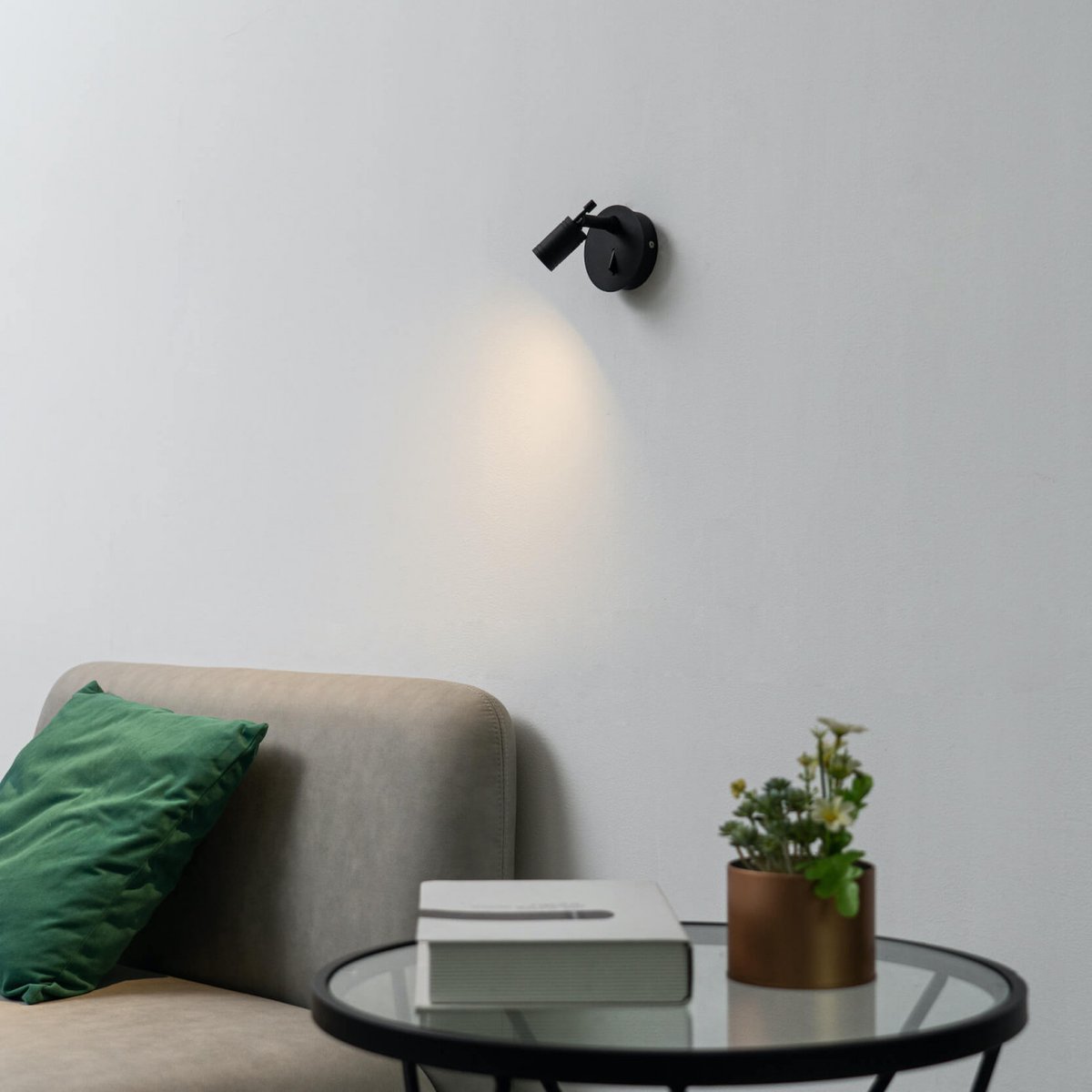 Petite applique murale ronde - MINOA noir, KOSILUM