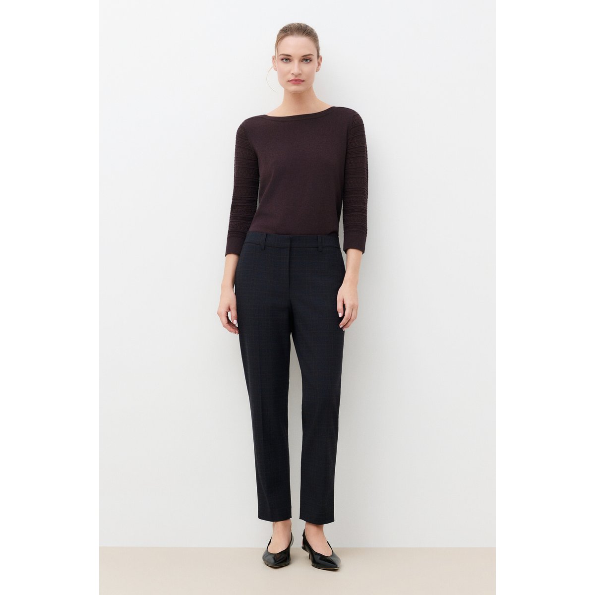 Pantalon cigarette élégant PSIDIKOCARREAU gris, CAROLL